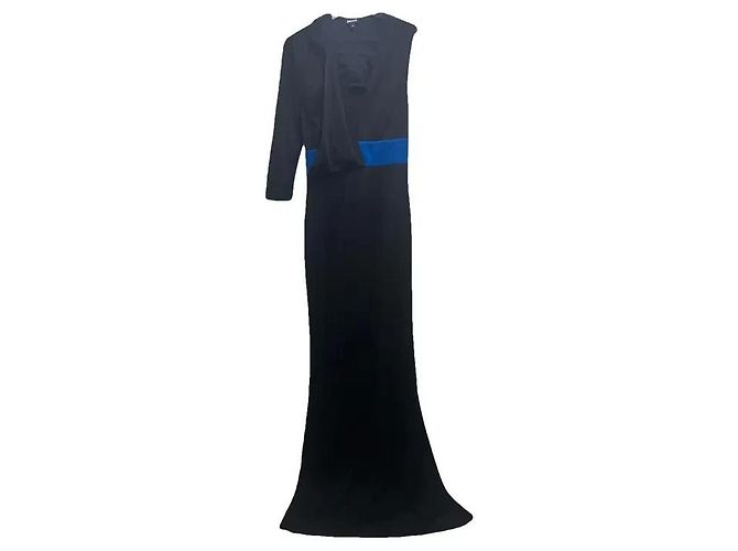 Just Cavalli Vestido largo negro con cinturón azul Multicolor