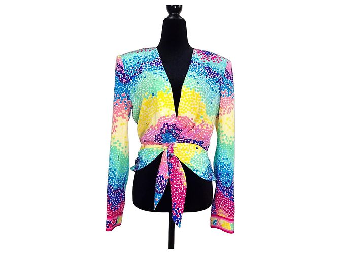 Leonard Paris Blusa de Seda de Lunares Arcoíris S/S 2020 Multicolor