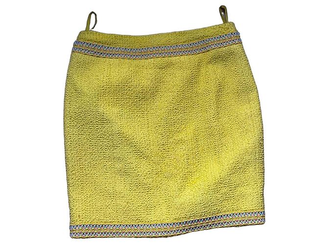 Falda recta Chanel amarilla Amarillo