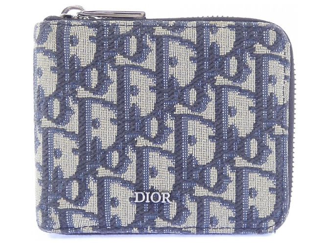 Cartera bi-fold para billetes Christian Dior Beige Azul marino