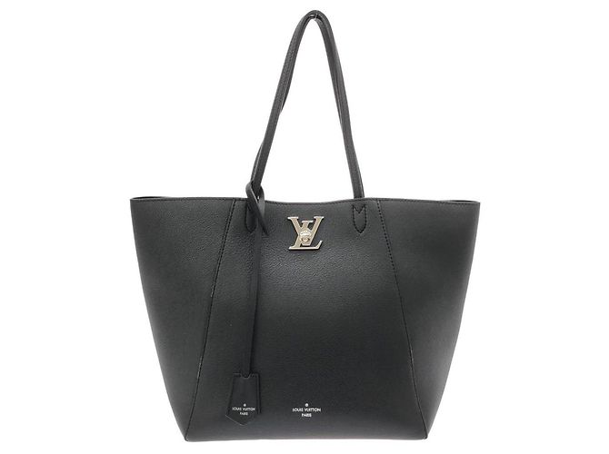 Sac à main Louis Vuitton Taurillon Lockme Cabas Noir