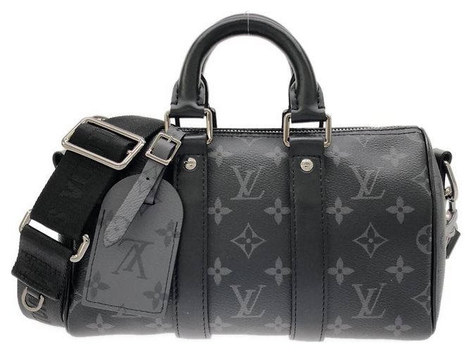 Louis Vuitton Monogram Eclipse Reverse Keepall Bandoulière 25cm Negro Gris