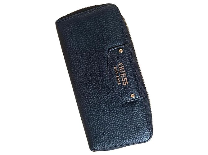 Guess Black Leather Zip-Around Wallet