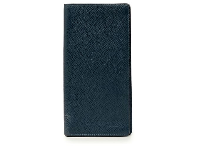 Louis Vuitton Taiga Portefeuille Brazza Long Wallet Navy blue