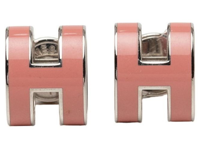 Hermès Orecchini Hermes Mini Pop H Stud Argento Rosa