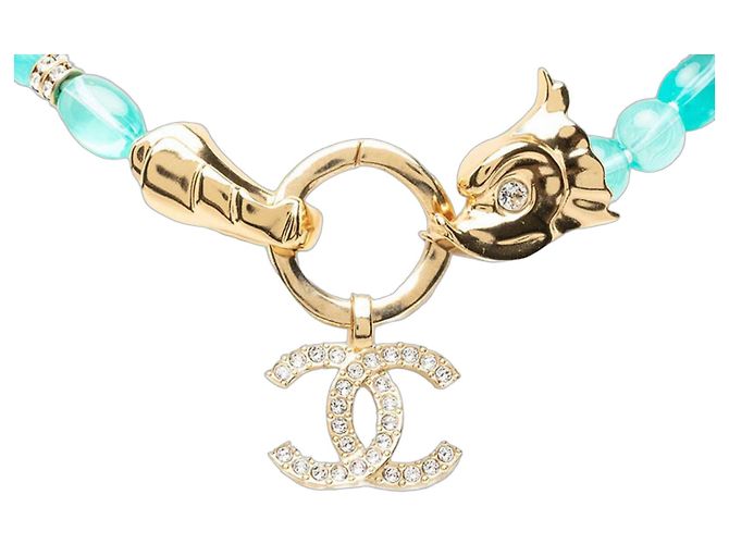 Collar Chanel Coco Mark Azul Dorado