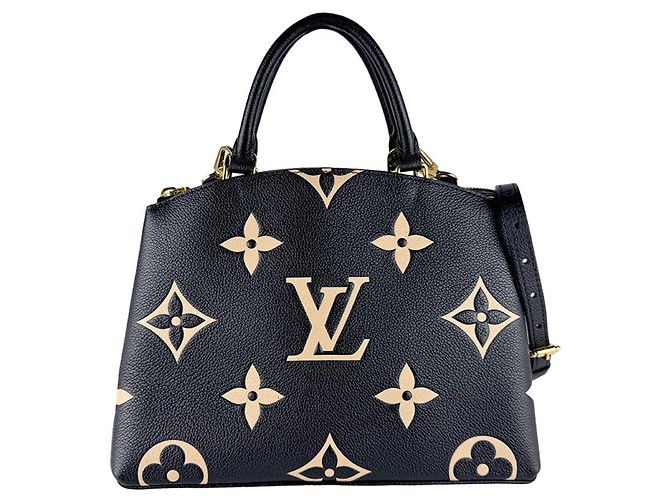 Borsa Louis Vuitton Monogram Empreinte Petit Palais PM Nero Beige Monogramma