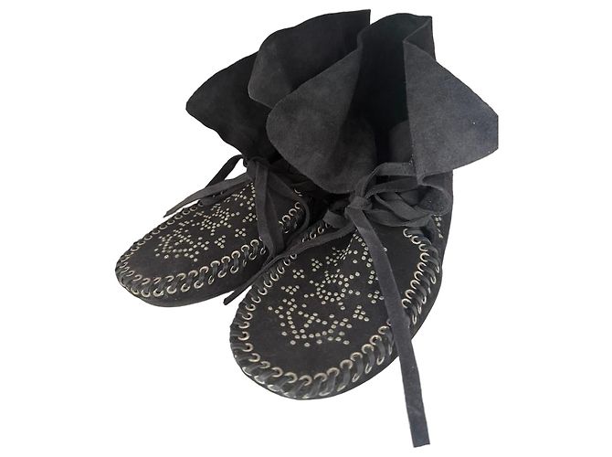 Isabel Marant Studded Black Suede Ankle Boots