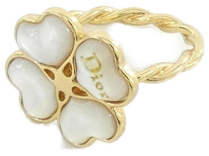 Christian Dior Bandring Gold und Weiß Golden
