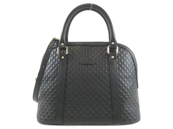 Gucci Micro GG Lederhandtasche Schwarz