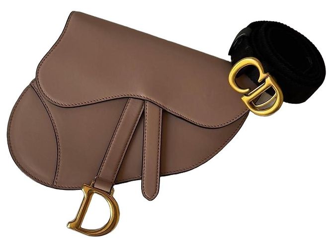 Bolsa Dior Saddle Pouch Couro Rosa Bege