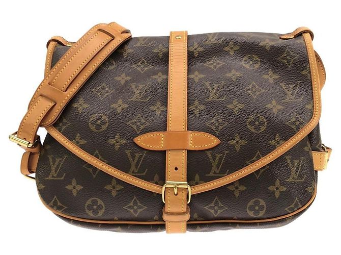 Bolsa de Ombro Louis Vuitton Monogram Saumur Marrom