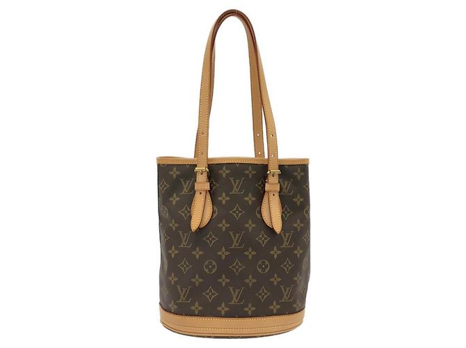 Borsa a tracolla Louis Vuitton Monogram Petite Bucket M42238 Marrone