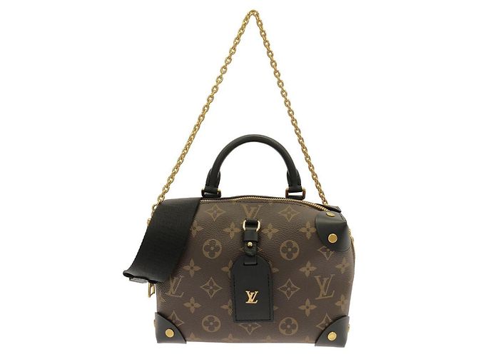 Sac à main Louis Vuitton Monogram Petite Malle Souple Marron Noir