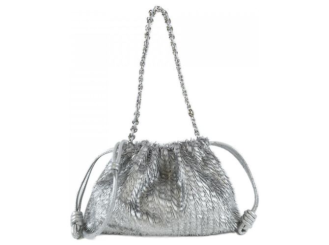 Bolsa Loewe Flamenco Purse Medium Prata