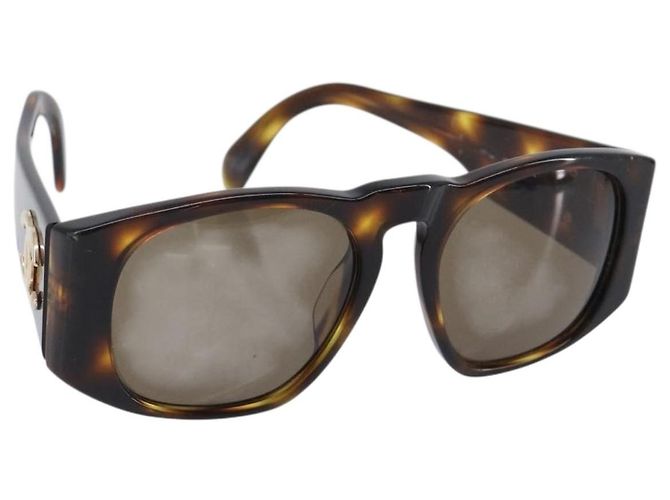 Occhiali da sole CHANEL Plastica Marrone Oro CC Auth bs36894 D'oro