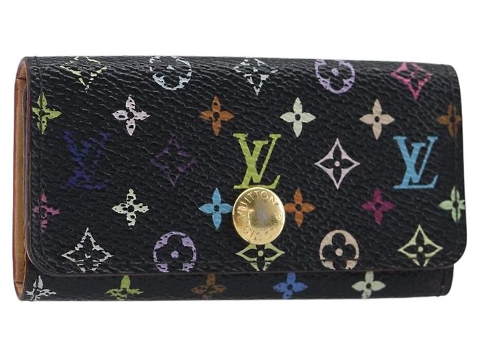 LOUIS VUITTON Multicolor Multicles 4 Key Case Black M93732 LV Auth hk4079