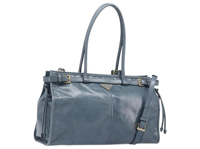 Borsa a mano PRADA Bonnie Large in pelle 2way Blu Oro Auth yk20726SAM D'oro