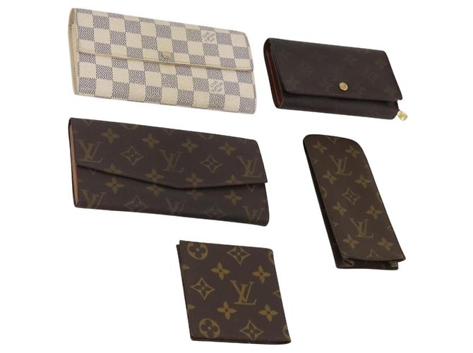 LOUIS VUITTON Monogram Damier Azur Wallet 5 Set LV Auth BA14277 Monograma