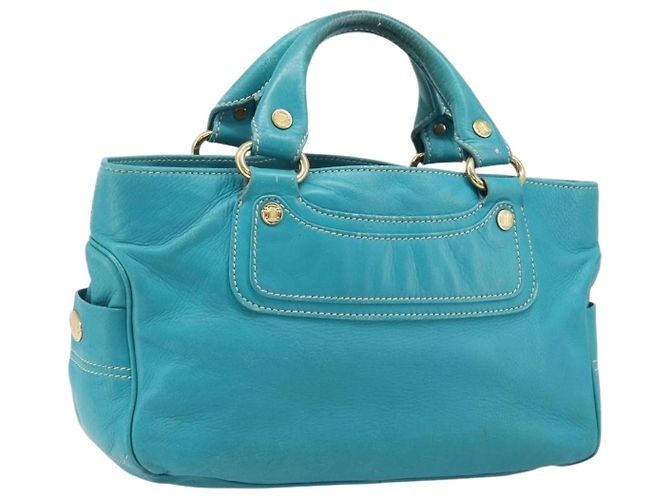 Céline CELINE Boogie Bag Leather Light Blue Gold Auth hk4041 Doré Bleu clair
