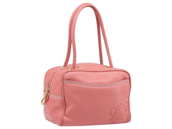 Bolsa de mão LOEWE em couro rosa tom dourado Auth 200810V