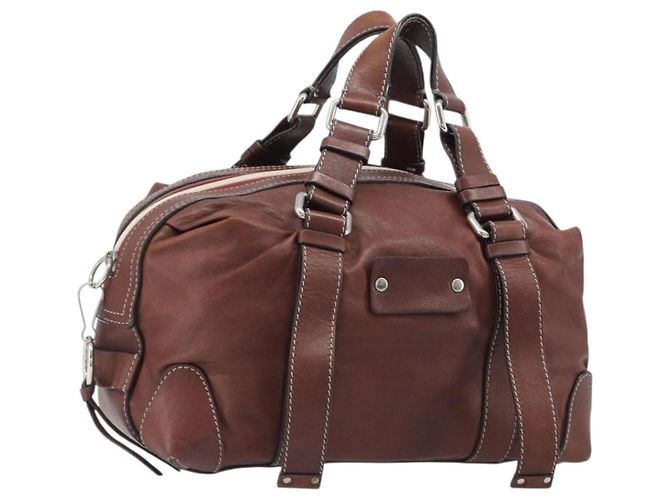 Chloé Bolsa Chloe Patsy em couro marrom prata autêntica am12552A