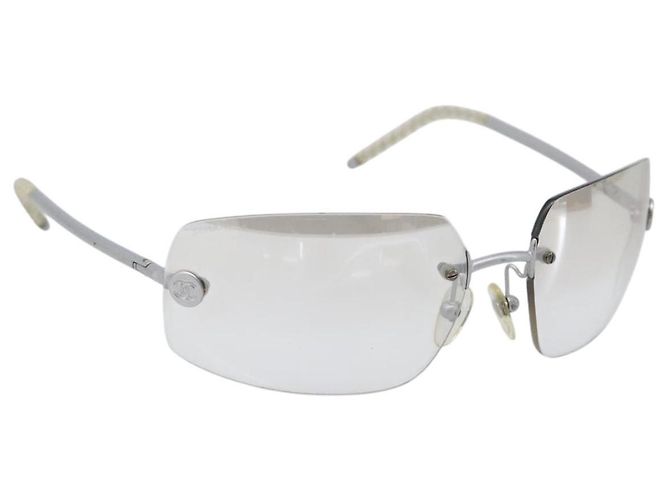 CHANEL Randlose Sonnenbrille Metall Silber CC Auth BA15458