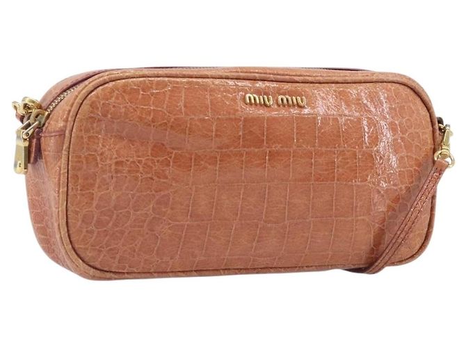Borsa a tracolla Miu Miu in pelle goffrata marrone oro Auth 199420A D'oro