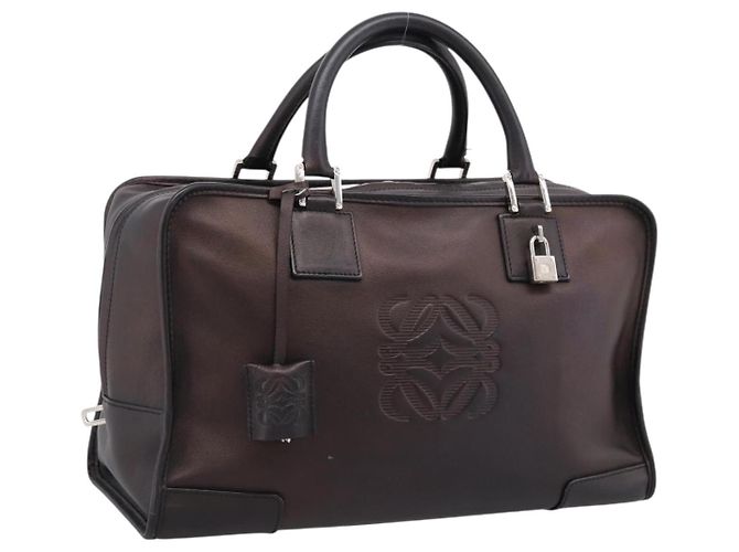 LOEWE Amazona 36 Handtasche aus Leder Bronze Silver Auth 201931V Silber