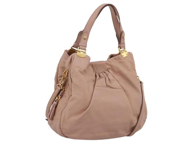 Miu Miu Handtasche Leder 2way Rosa Gold Auth 202002V Pink Golden