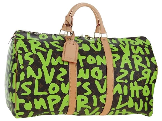 LOUIS VUITTON Graffiti Keepall 50 Boston Bag Vert M93700 LV Auth yk20877SM Verde claro Monograma