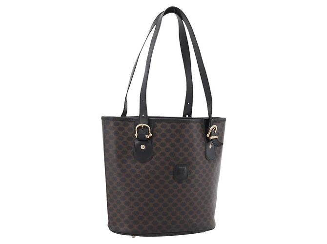 Céline Borsa a tracolla CELINE Macadam PVC Pelle Nero Tono Oro Auth 199507A