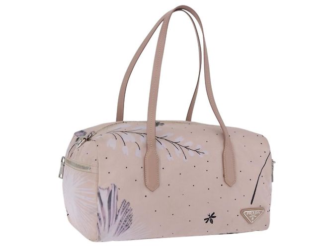 Borsa Tote PRADA Nylon Rosa Argento Auth 202215