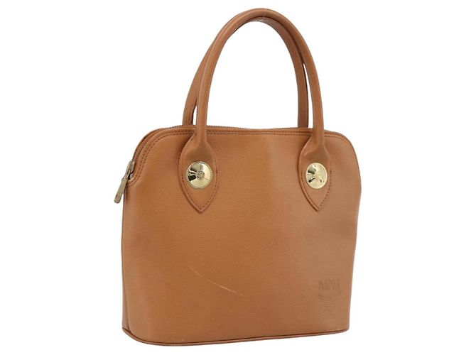 MCM Handtasche aus Leder, Braun Gold, authentisch bs37006 Golden
