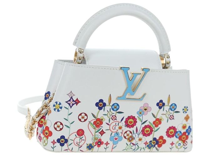 LOUIS VUITTON x TM Capucines EW Mini Leather 2way White M13246 Auth 199183SM Branco Multicor