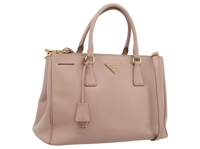 Bolsa de Mão PRADA Galleria Saffiano 2way Rosa Tom Dourado Auth 202076V