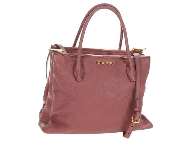 Sac à main Miu Miu en cuir 2way Rose Or Auth 199193V Doré