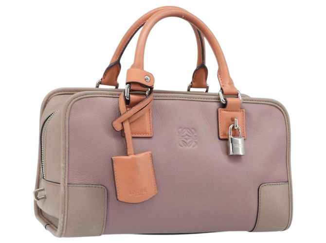 LOEWE Amazona 28 Handtasche Leder Rosa Silber Authentisch 200805V Pink