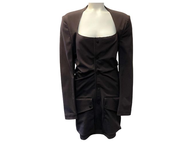Bottega Veneta braune geraffte Jacke mit eckigem Ausschnitt
