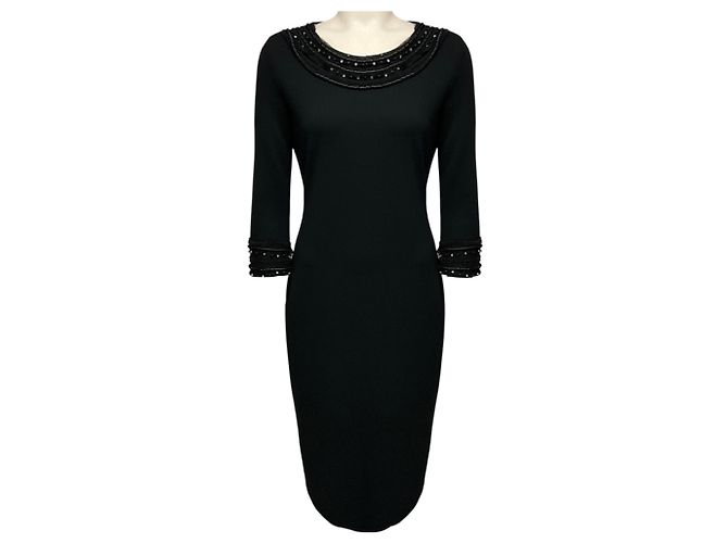 Escada Black Evokunia besticktes Stretch-Jersey Midikleid Schwarz