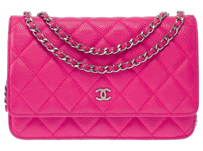 Bolsa CHANEL Wallet on Chain em Couro Rosa - 103887