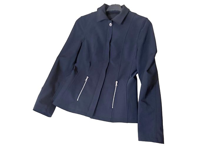 Prada Navy Blue Nylon Zip-Up Jacket Black