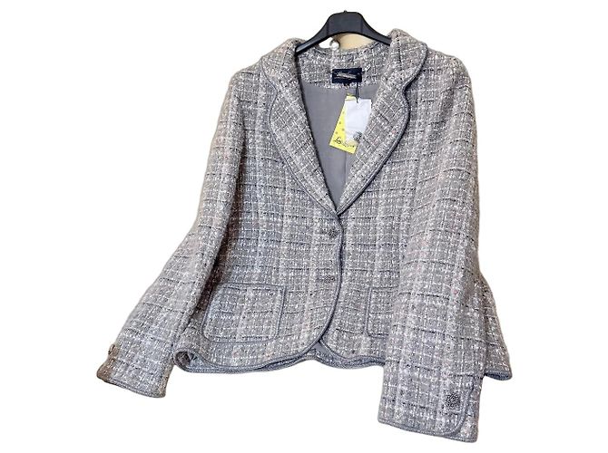 Luisa Spagnoli Grey Tweed Jacket Pink White