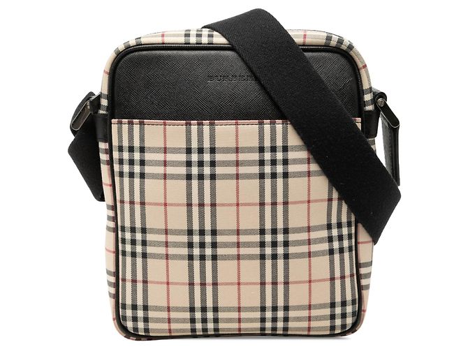 Borsa a tracolla Burberry House Check Canvas nera Nero