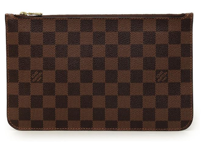 Brown Louis Vuitton Damier Ebene Neverfull MM Pouch