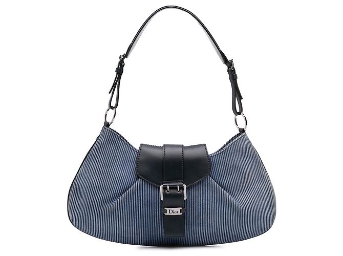 Borsa a tracolla Dior in velluto a coste blu