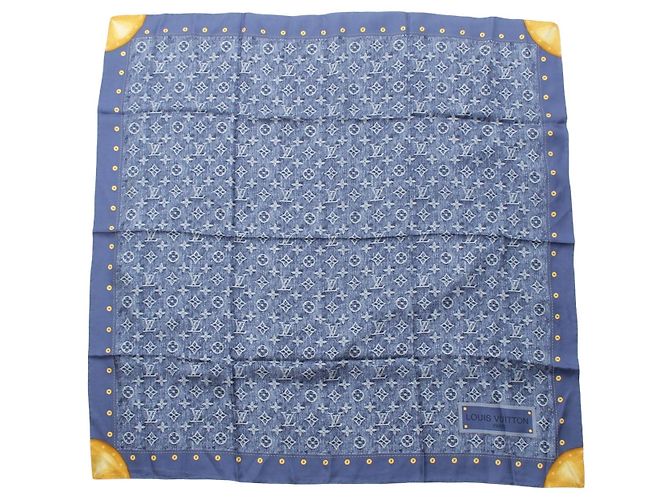 Sciarpa in seta denim monogram Louis Vuitton blu