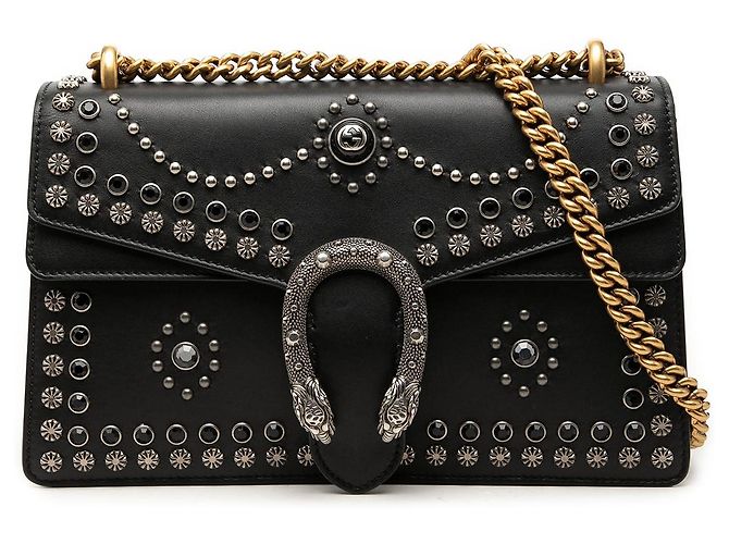 Black Gucci Medium Studded Calfskin Dionysus Shoulder Bag