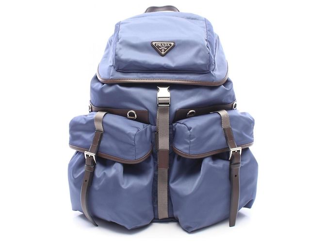 Zaino/Borsa Prada TESSUTO + VITELLO Marrone Blu