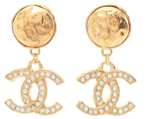 Brincos Chanel Coco Mark Swing Dourado